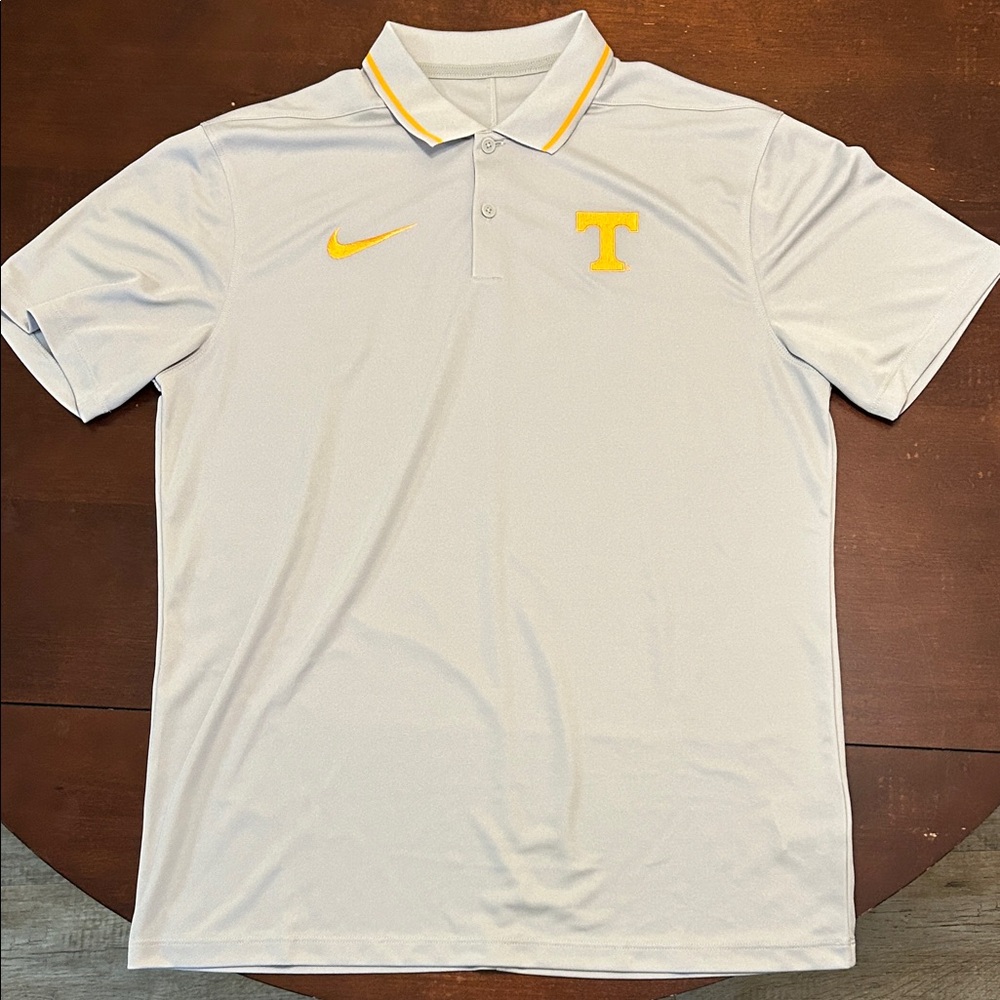 Nike Men's Polo Shirt in White with Yellow Details
